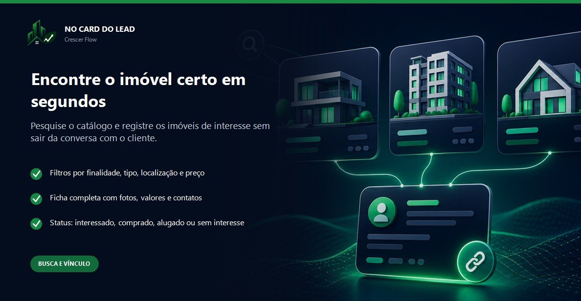 Busca e vínculo de imóveis no card do lead